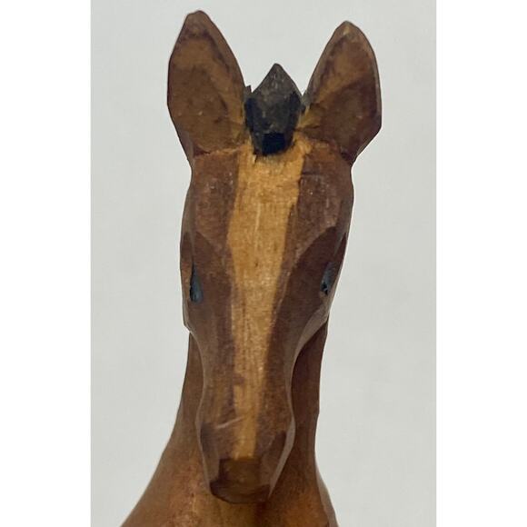 VINTAGE HAND CARVED WOODEN PONY HORSE 3” PRIMITIVE Folk Art - Picture 5 of 11